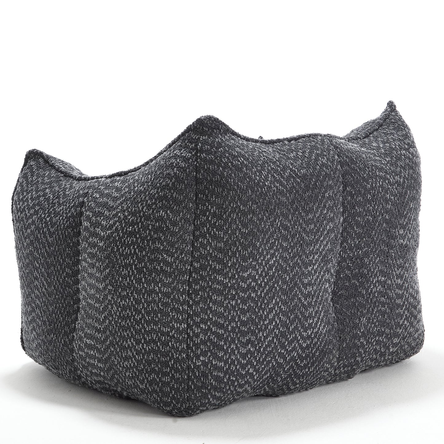 Dark grey herringbone textured pillow with plush filling