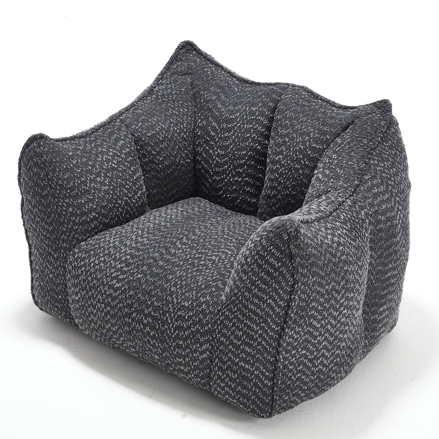 Dark gray textured dog bed with cushioned sides and a low profile
