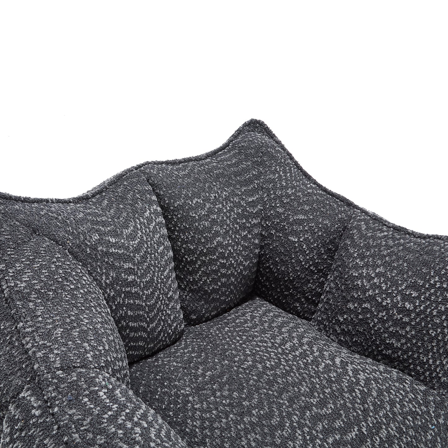 Textured dark gray plush pet bed with bolstered sides for comfort