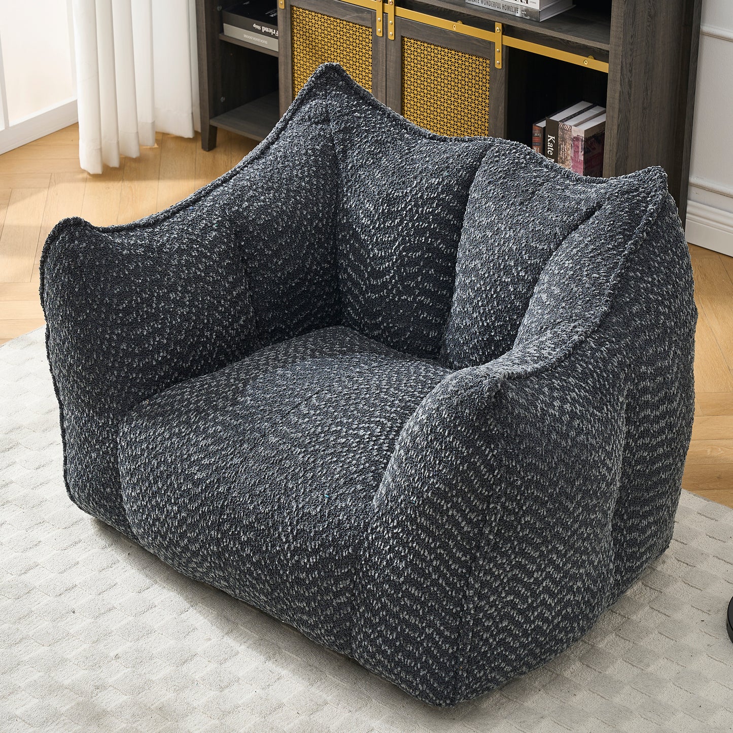 Plush dark gray armchair with chenille fabric for cozy living room seating