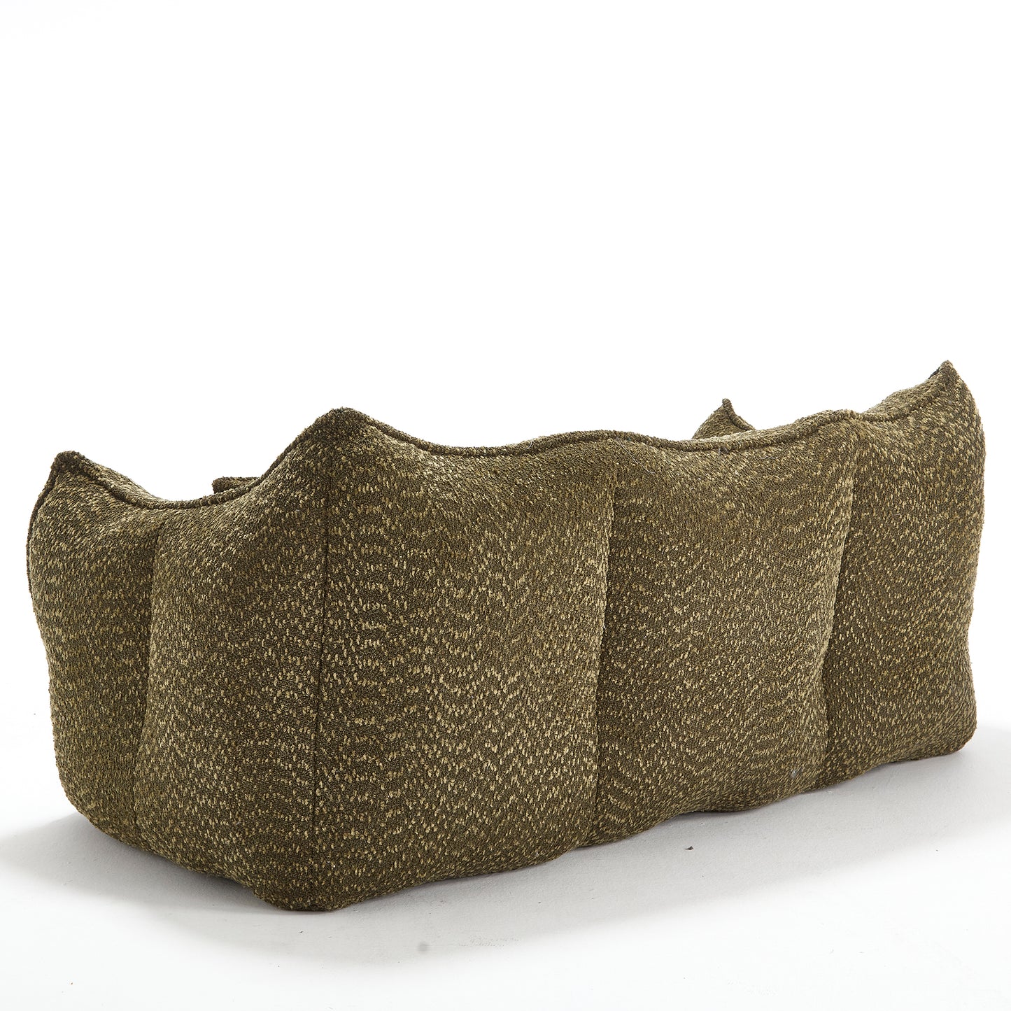 Textured olive green floor cushion with channel stitching perfect for casual seating