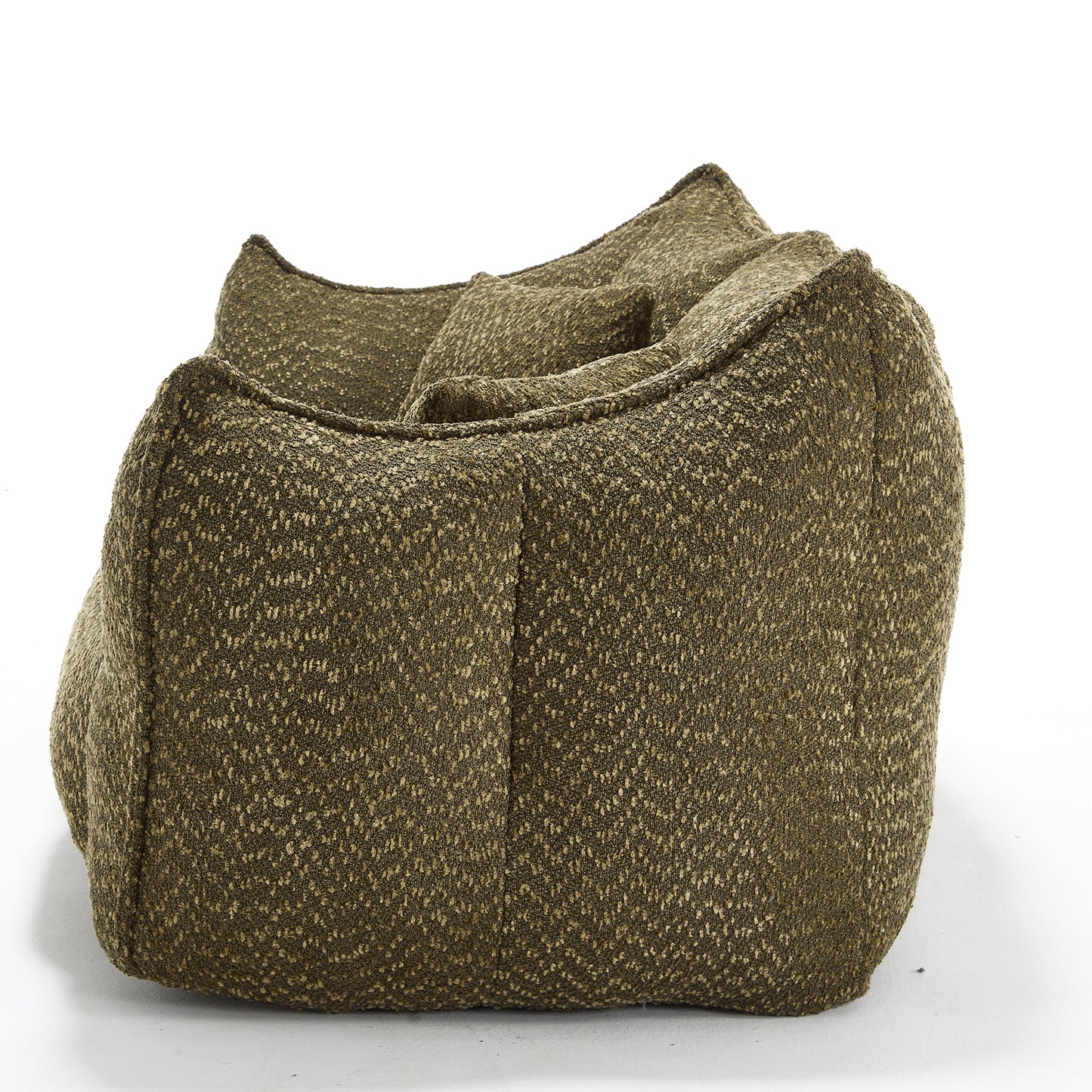 Textured olive green bean bag chair soft fabric modern design
