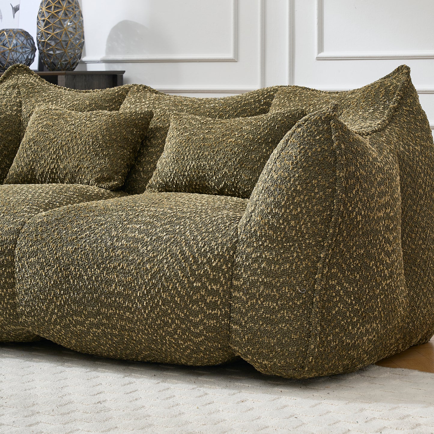 Textured olive green modular sofa with plush cushions perfect for modern living rooms