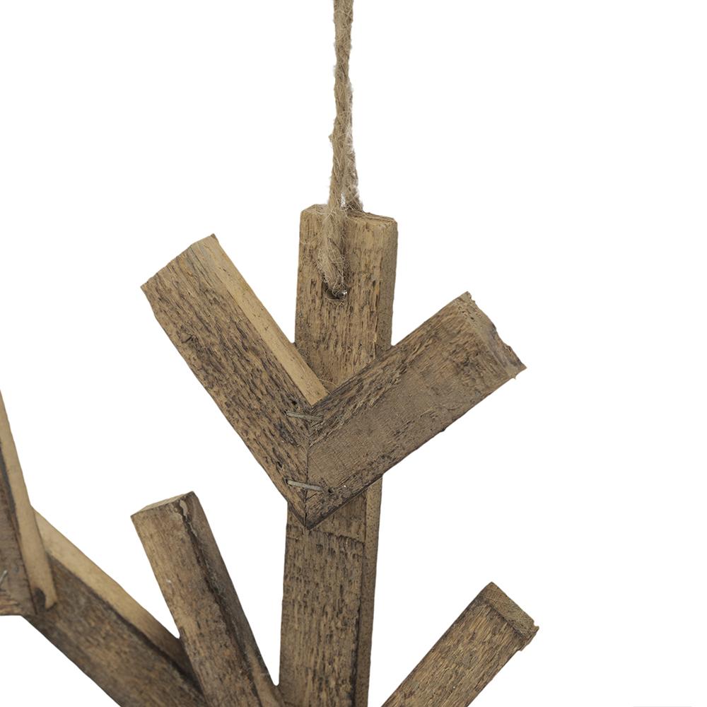 Rustic wooden deer head silhouette ornament with jute twine hanger