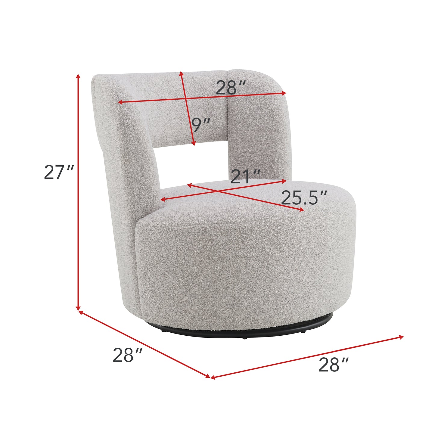Boucle accent chair cream color plush textured fabric modern accent seating for living room
