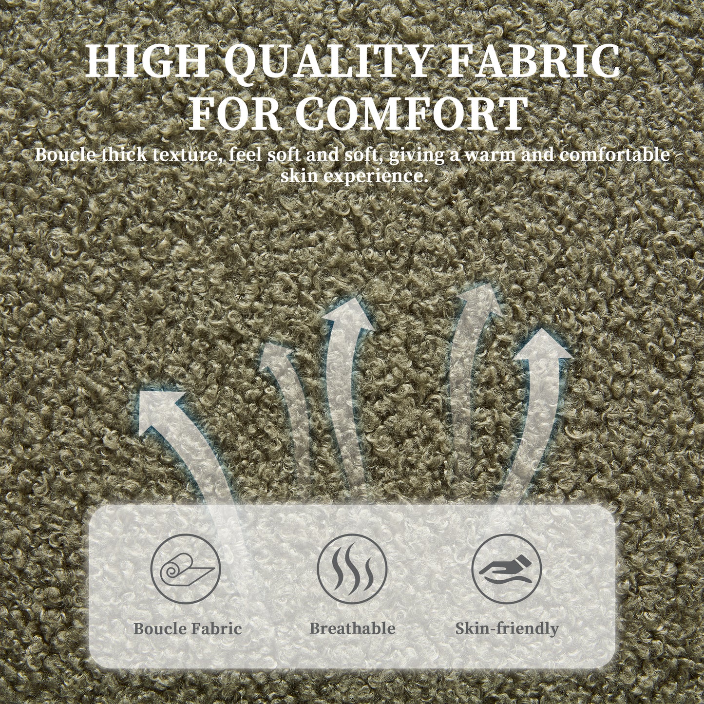 Closeup of soft textured boucle fabric in a taupe color perfect for cozy apparel