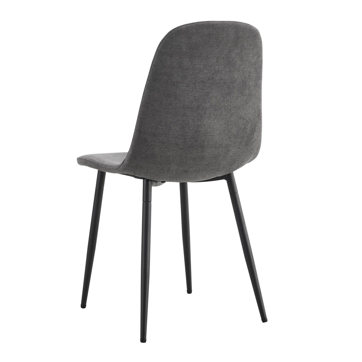 Gray fabric dining chair with black metal legs modern design