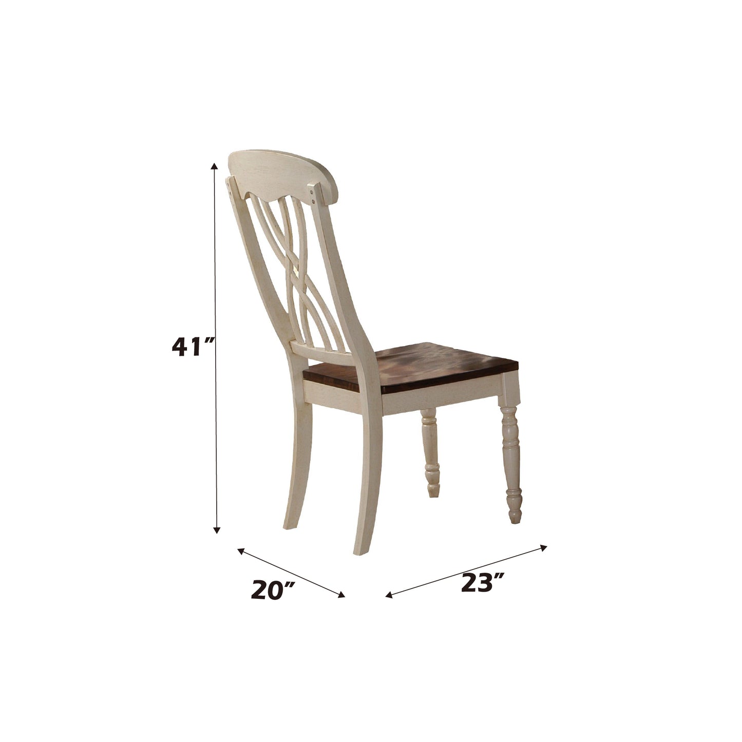 Cream spindle back dining chair with distressed wood seat inches tall