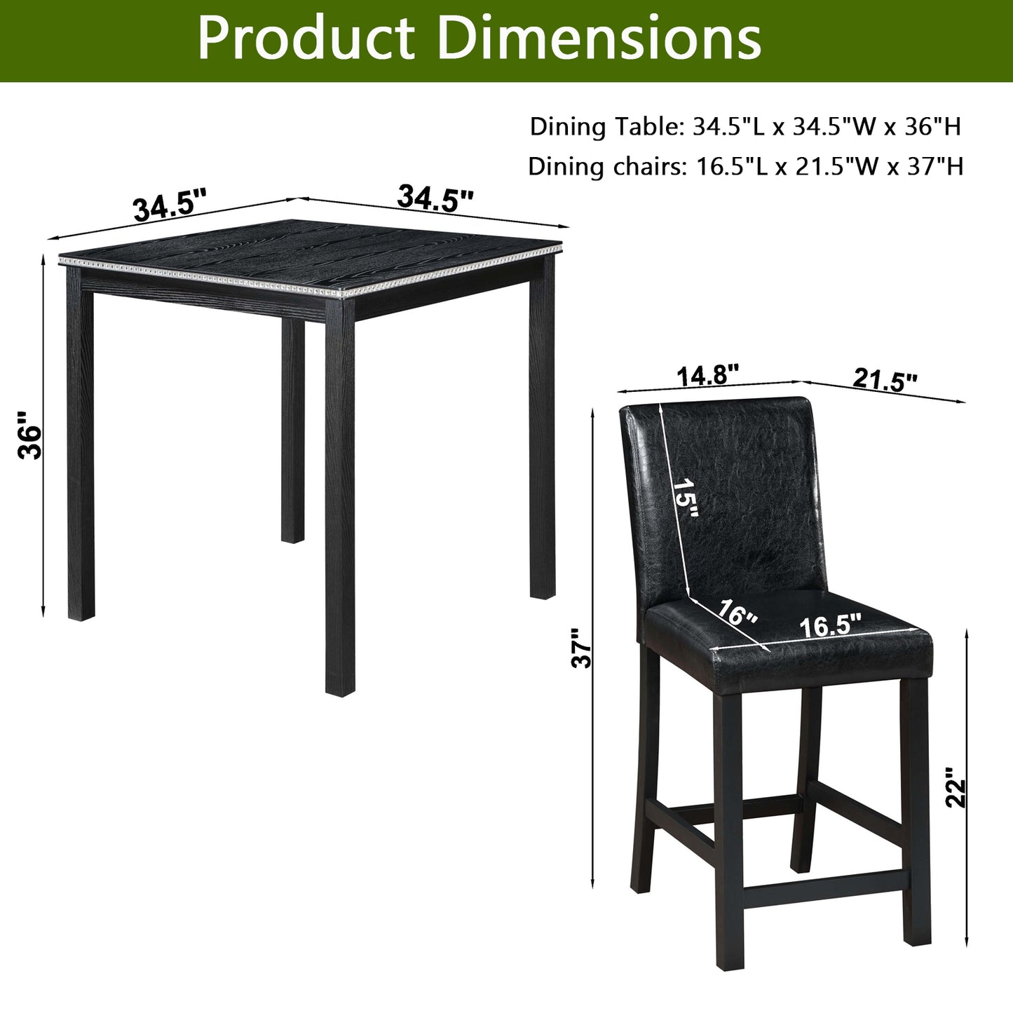 Black oak veneer dining table with chrome trim