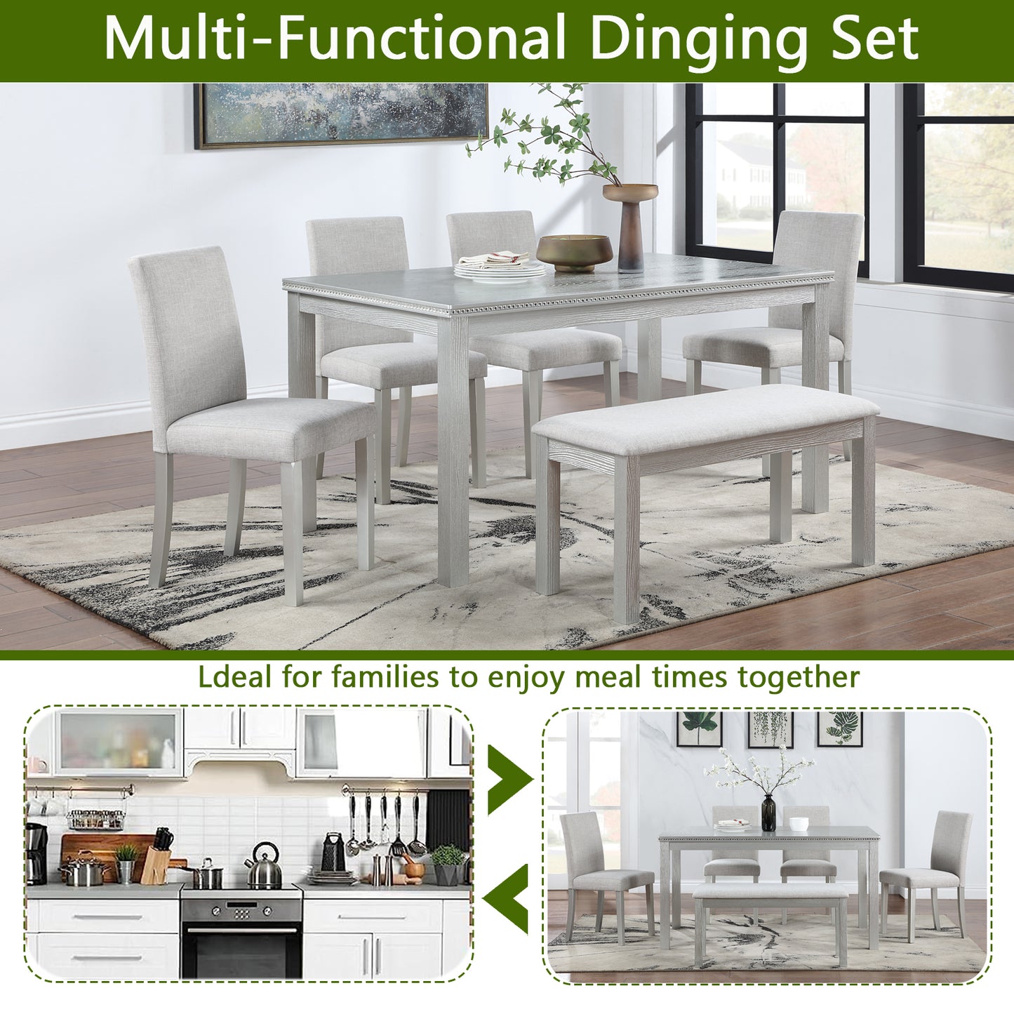 Light grey fabric dining chair with silver metal legs