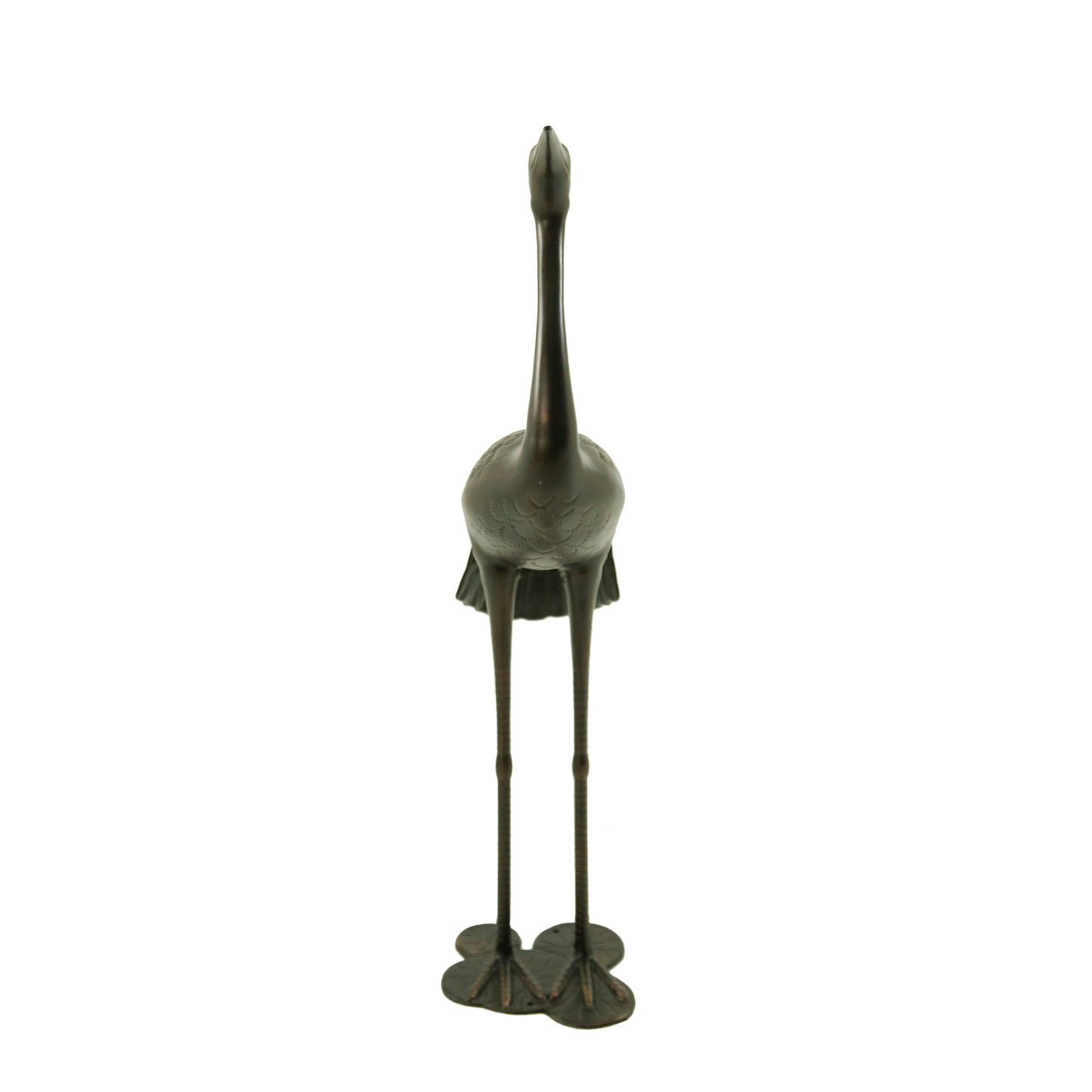 Bronze crane statue with intricate feather detail elegant home decor