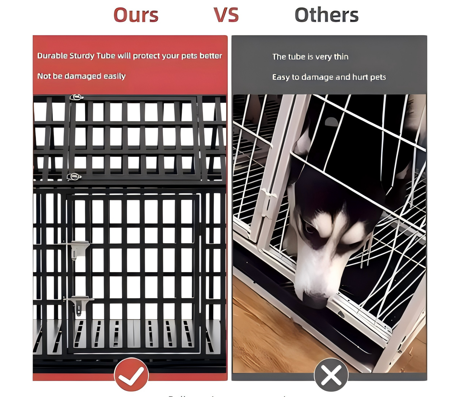 Heavyduty black metal dog crate with secure latch and feeder attachment