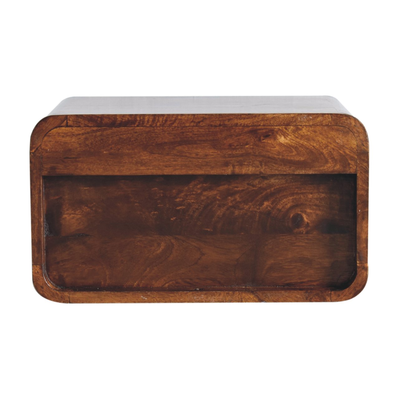 Solid wood side table with rounded edges and natural grain