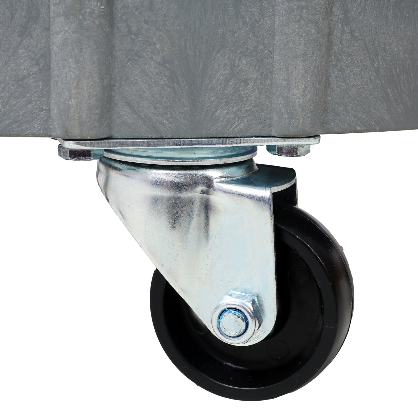 Heavyduty swivel caster wheel with metal bracket and black rubber tire
