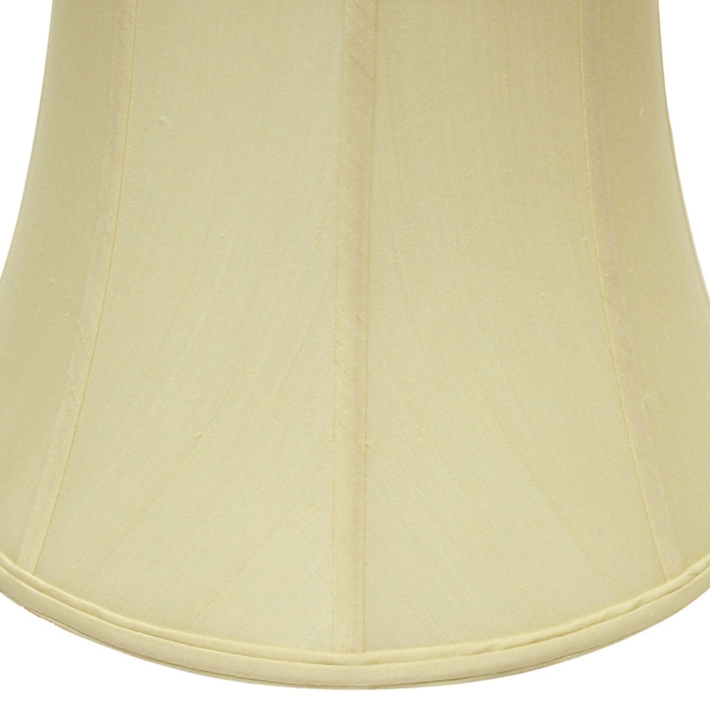 Classic bell shaped light yellow fabric lampshade with trim