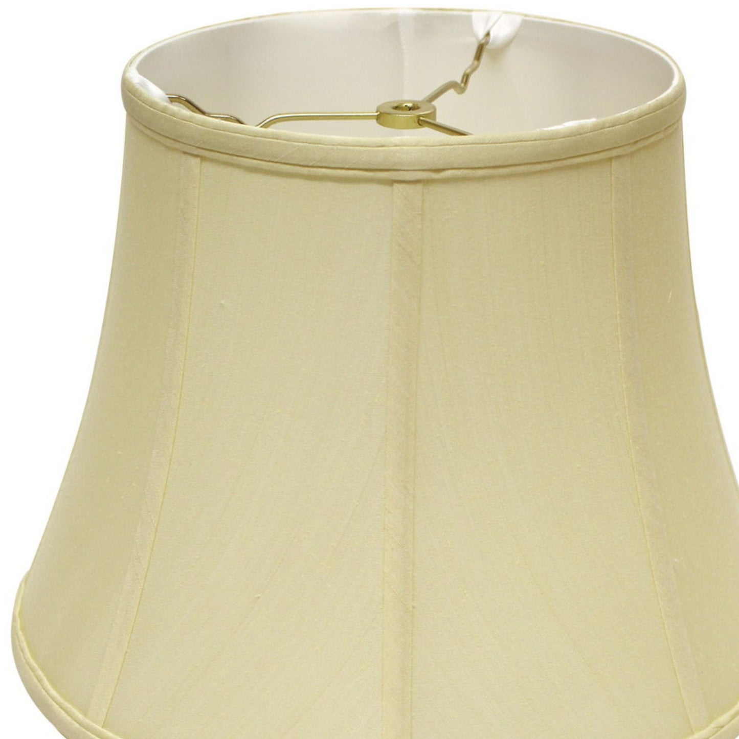 Cream empire lampshade with a brushed gold spider fitter and textured fabric