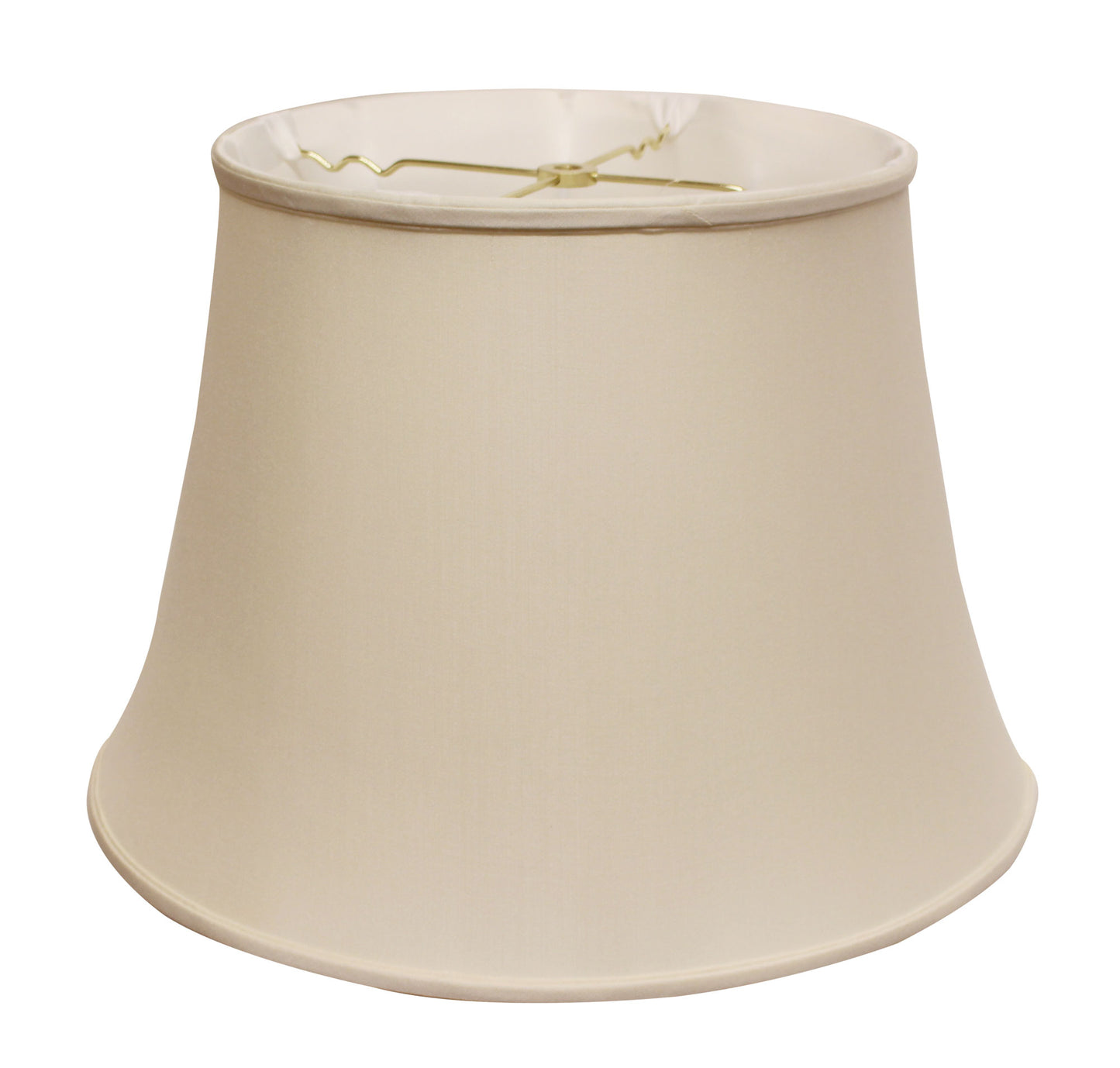 Classic bell lampshade in beige fabric with gold hardware ideal for accent lighting