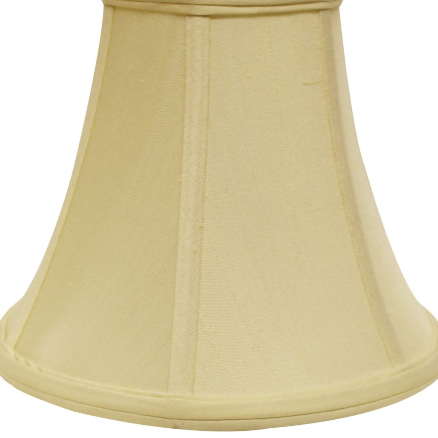 Cream bell lampshade crafted from textured fabric with vertical seams