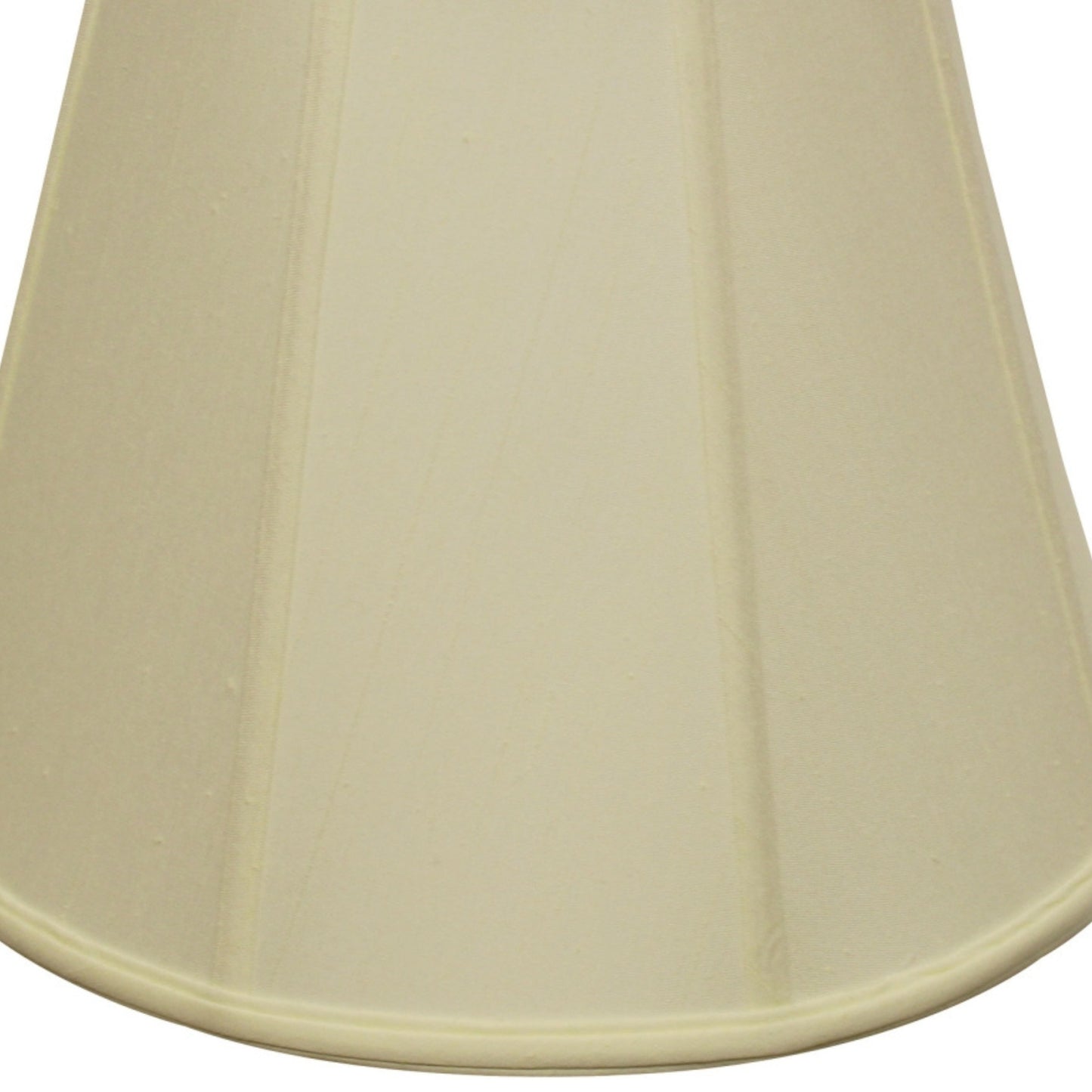 Cream bell lampshade with pleated fabric texture and a light border