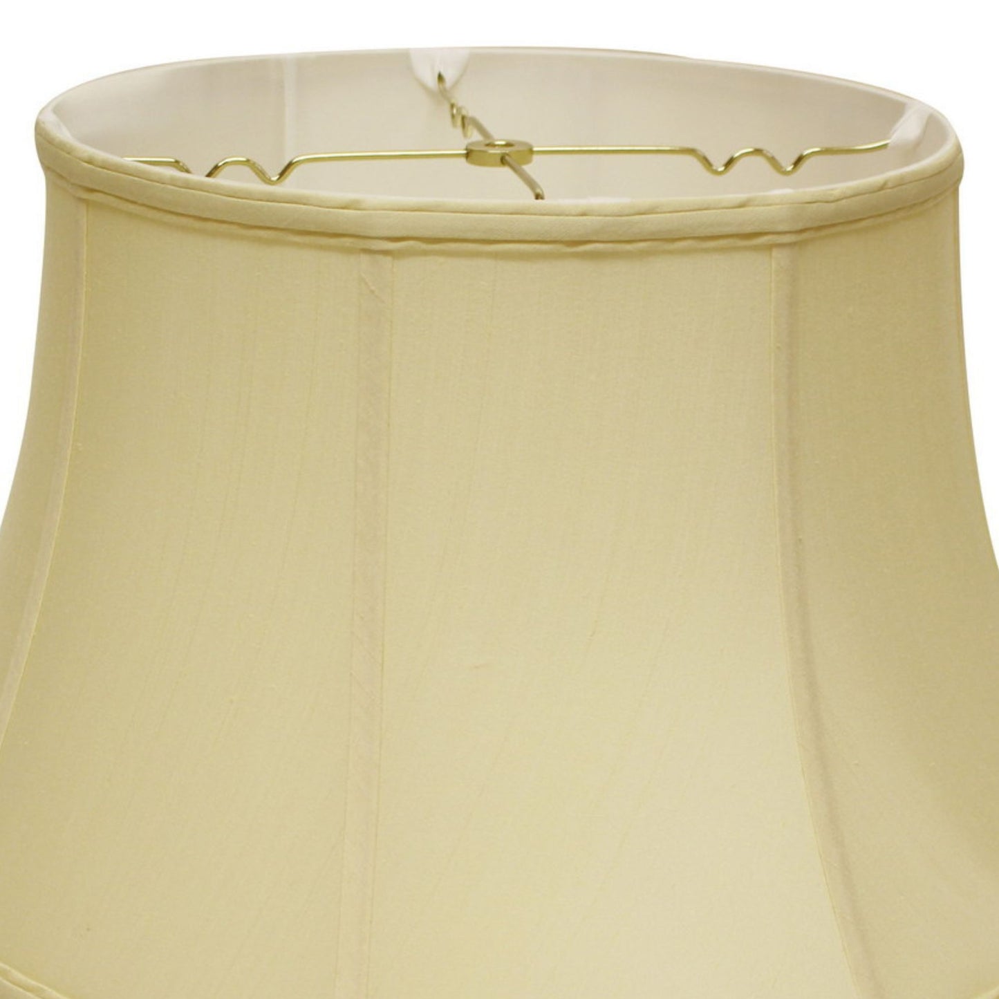 Cream fabric bell lamp shade with gold hardware detail