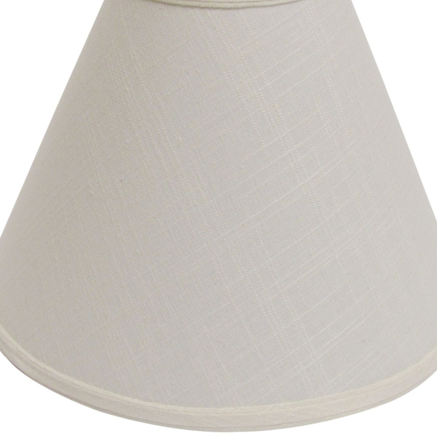 Beige linen tapered lampshade with textured fabric and clean trim
