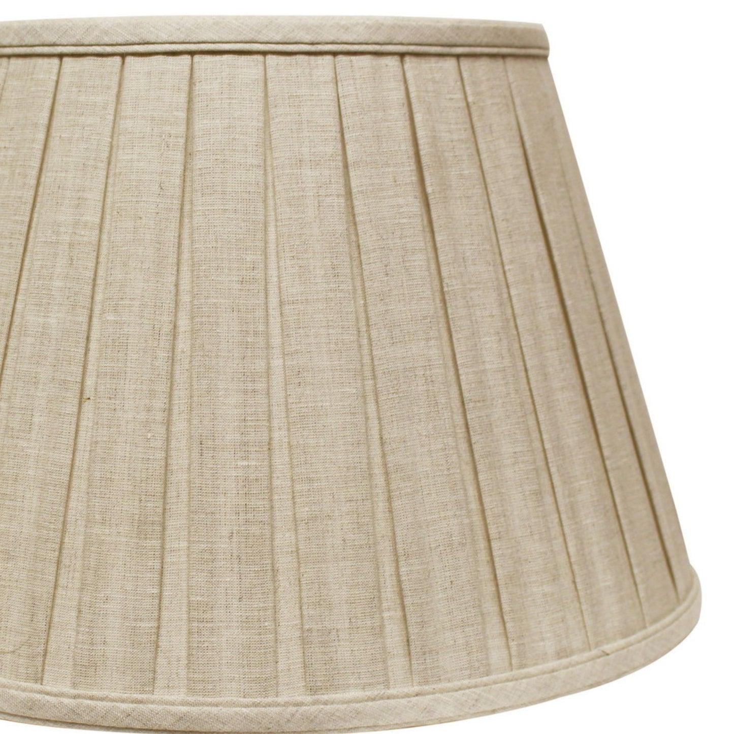 Natural linen lampshade with elegant pleats and beige trim