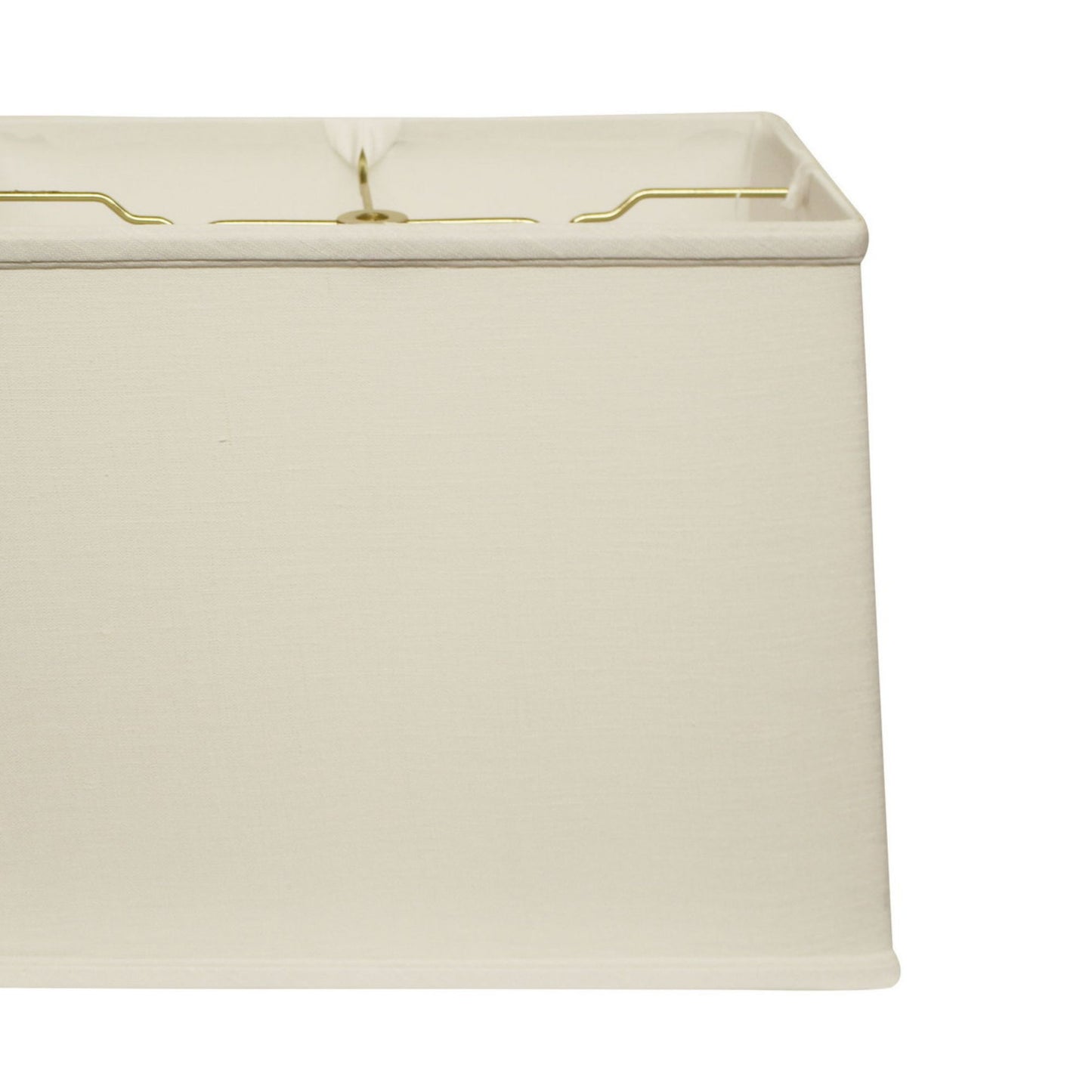 Cream linen rectangular lampshade with gold frame accents inch width