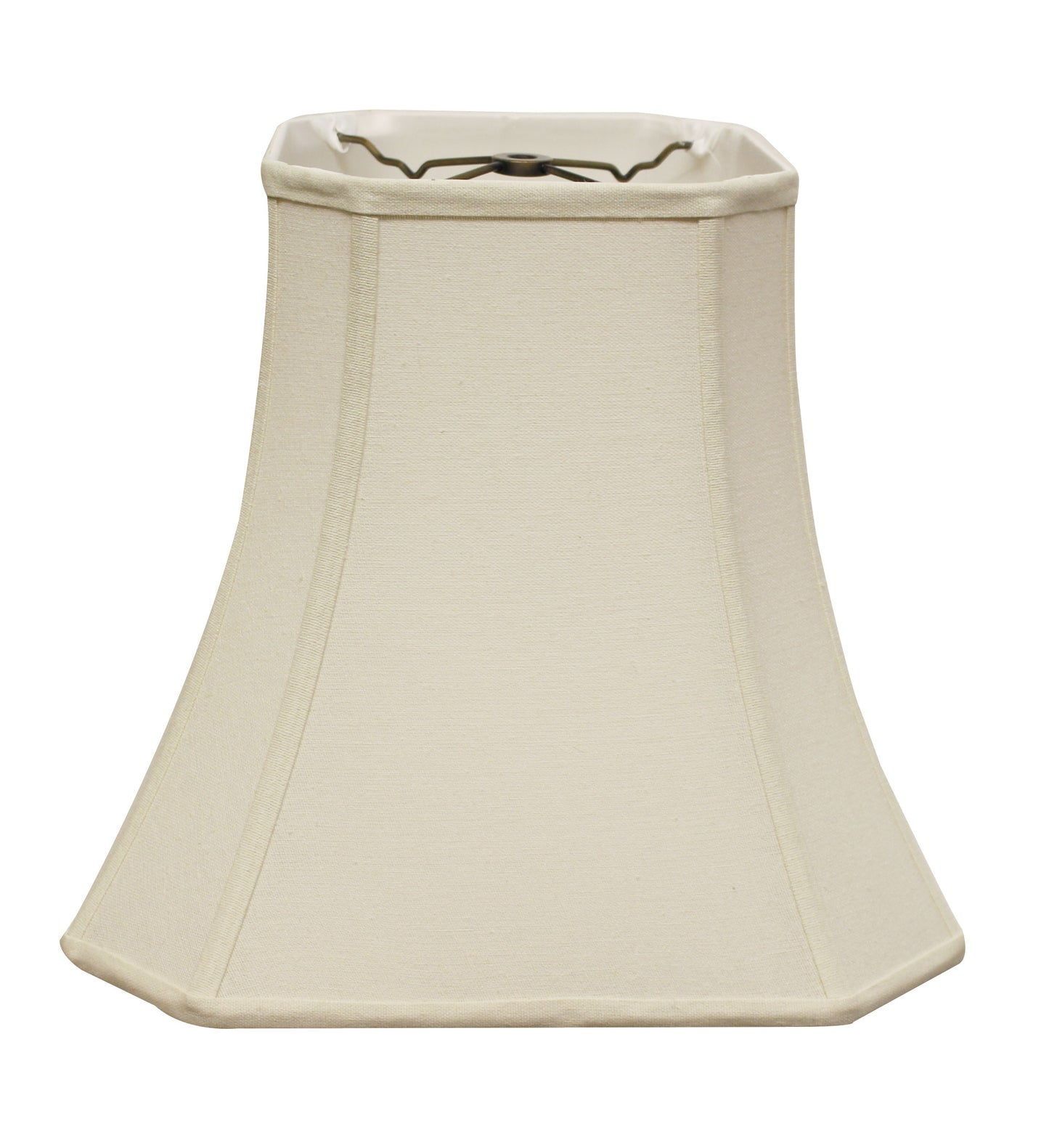 Cream empire lampshade crafted from linen fabric with a clipped corner design