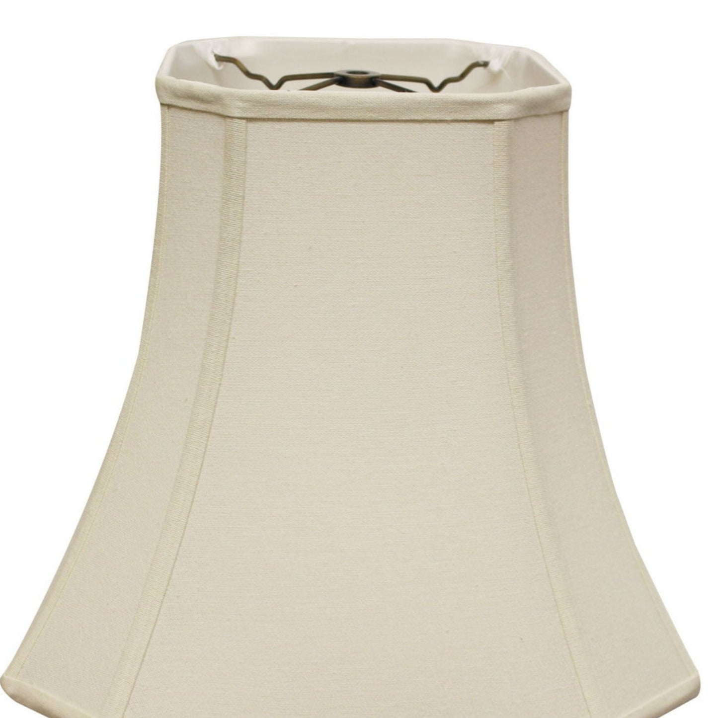 Cream fabric bell lampshade with brass hardware detail
