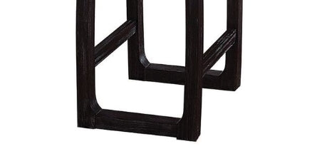 Dark wood table legs with geometric cross bracing