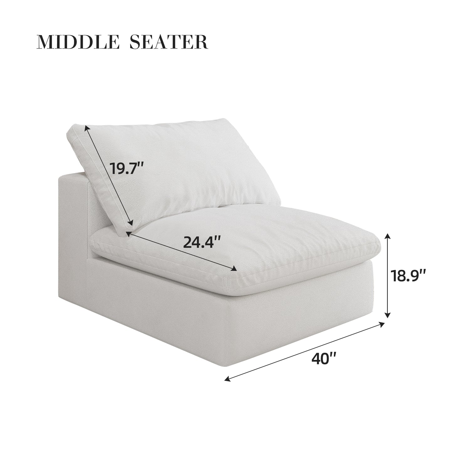 Modern modular white fabric middle seat wide