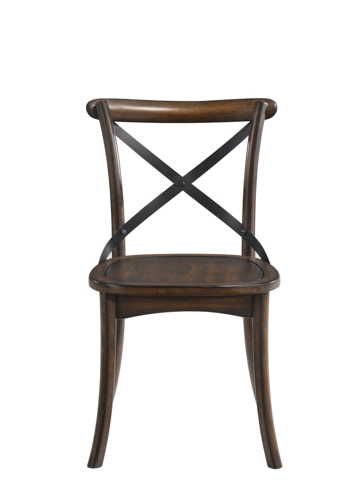 Dark wood dining chair with black cross back