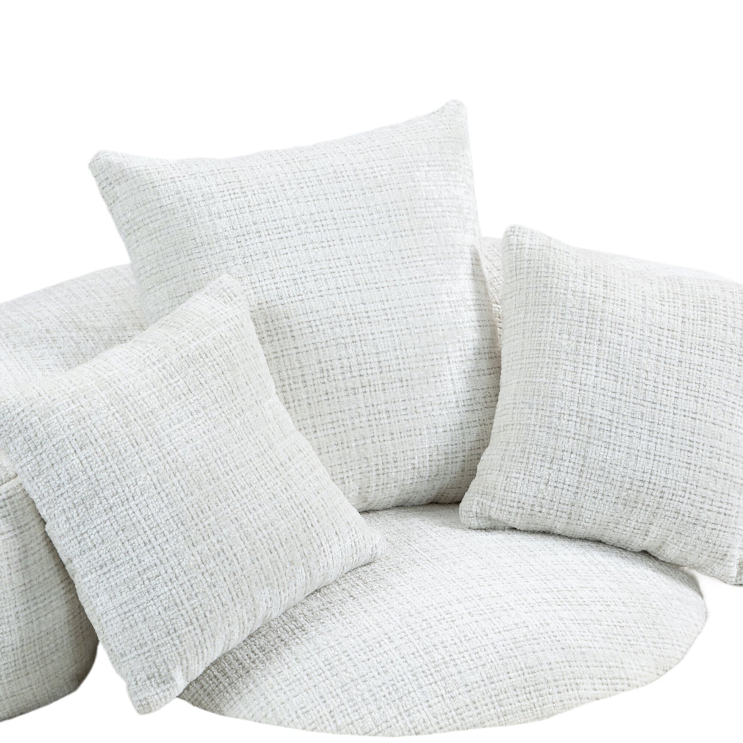 Plush white textured throw pillows for modern living room comfort