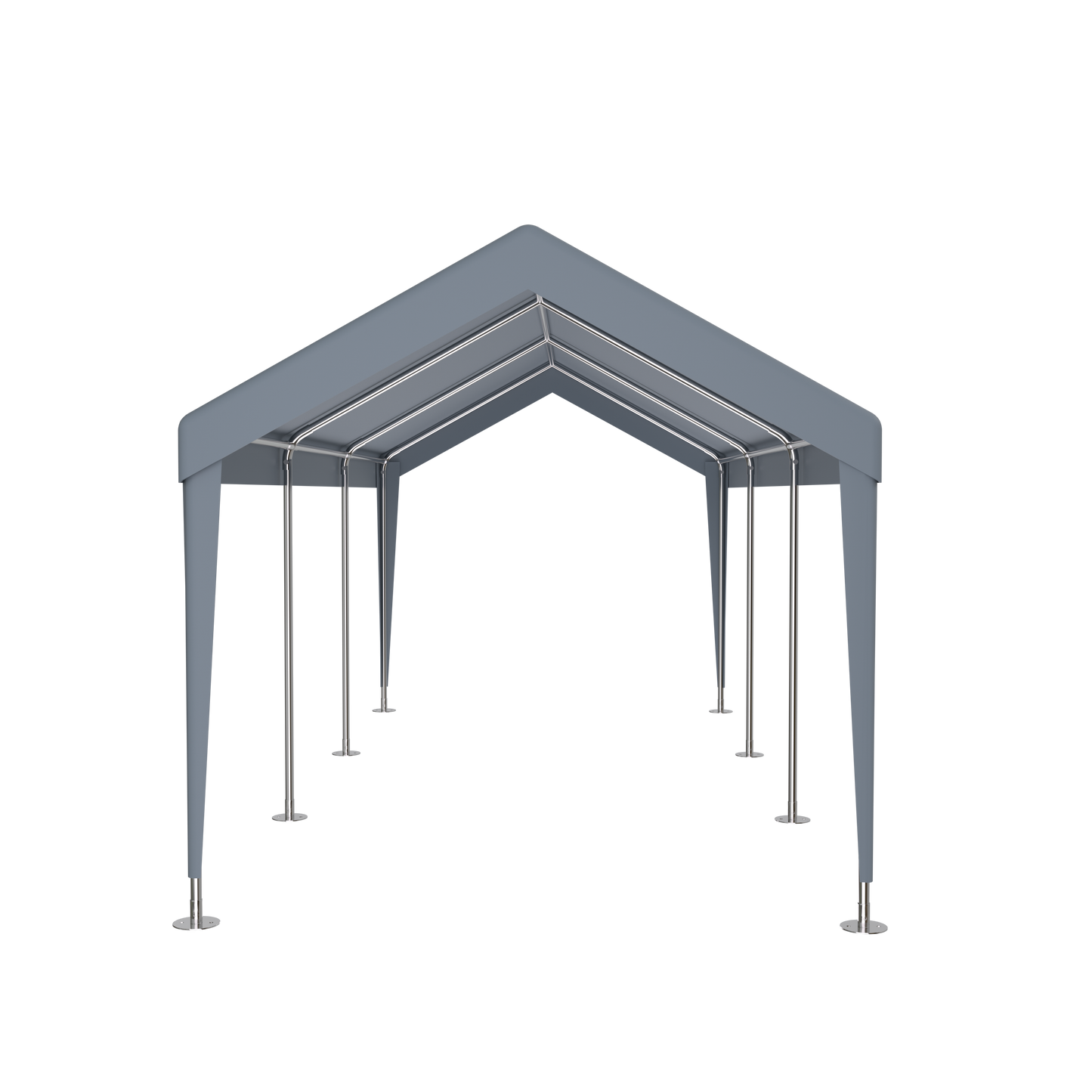 Gray canvas carport canopy with steel frame perfect for outdoor storage