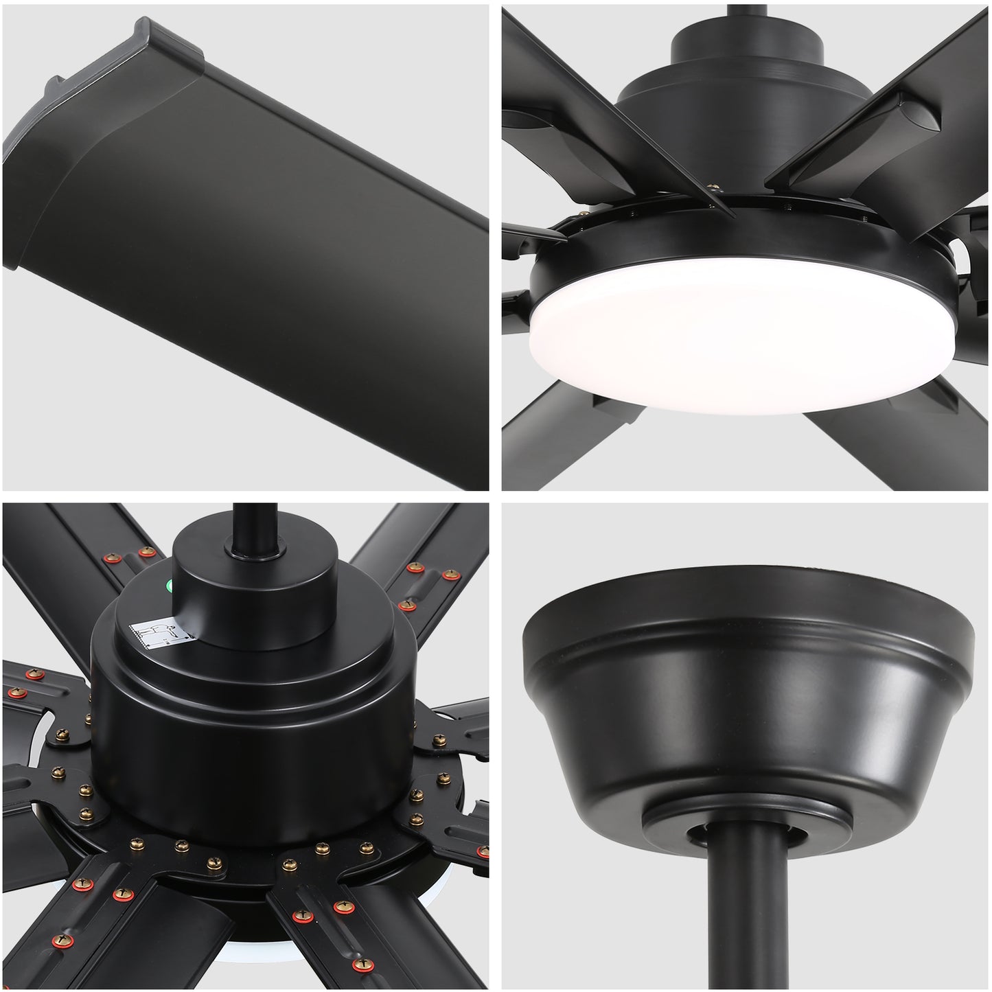 Black metal ceiling fan blade with sleek modern design for home