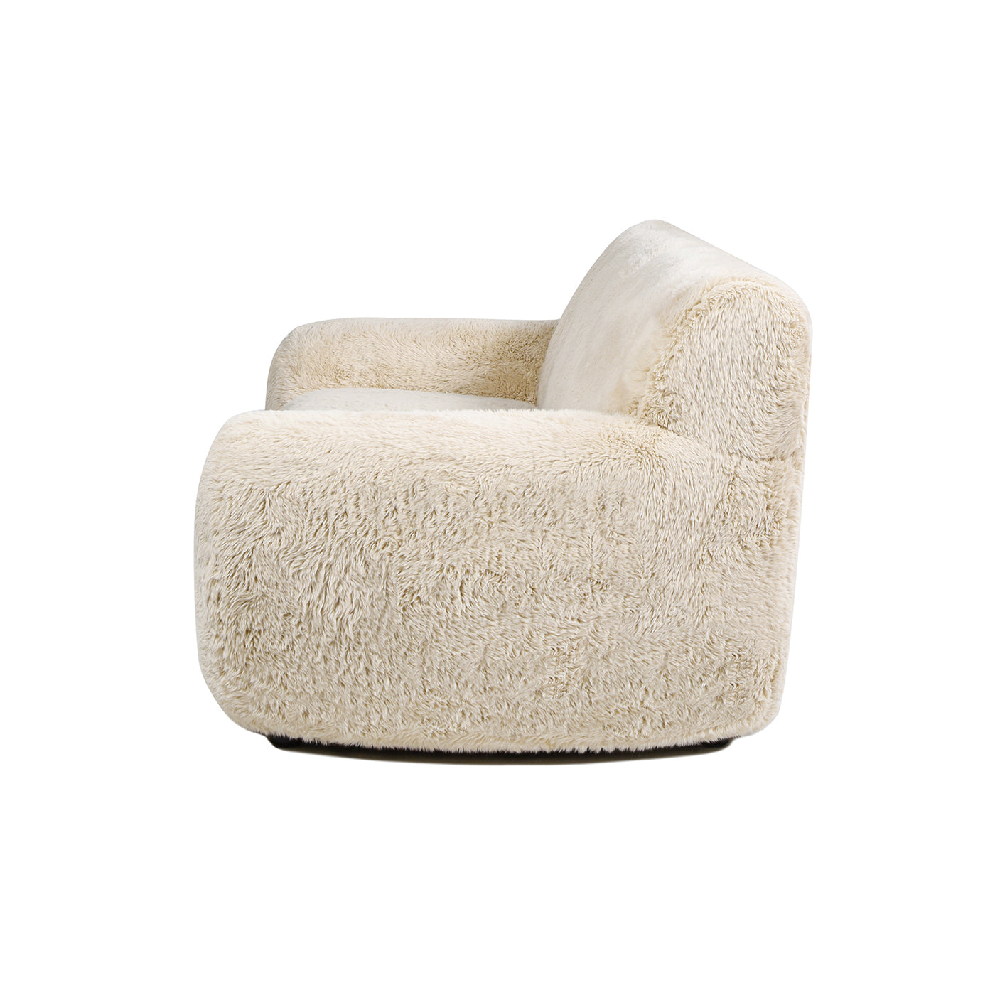 Plush cream boucle armchair with curved back and plush seat perfect for cozy living rooms