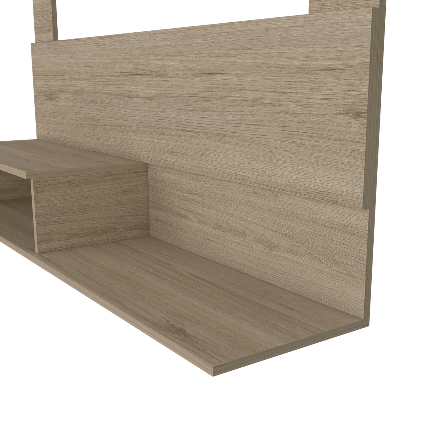 Modern Oak Wood Floating Shelf with integrated storage compartment for minimalist interiors