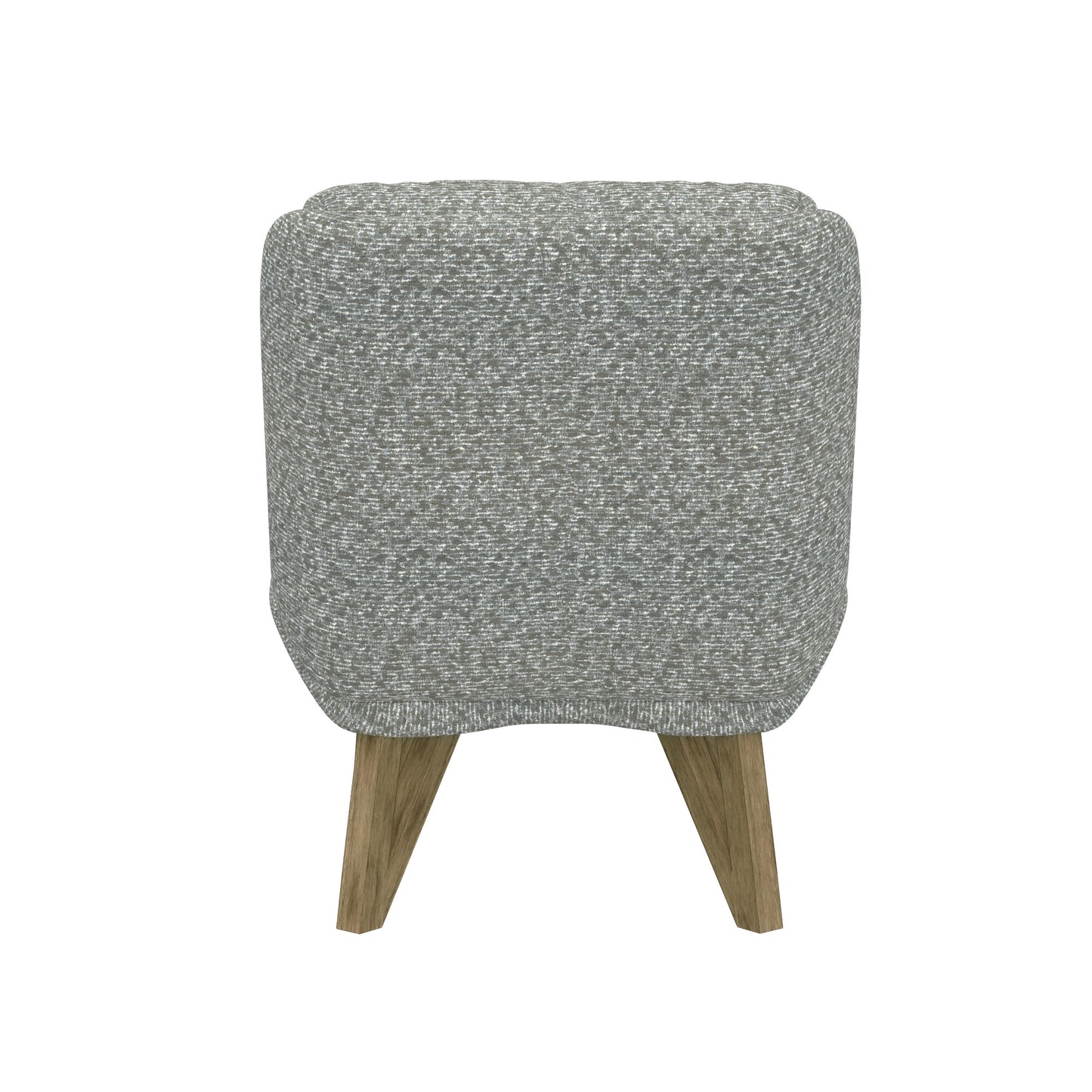 Textured grey fabric stool with modern wooden legs