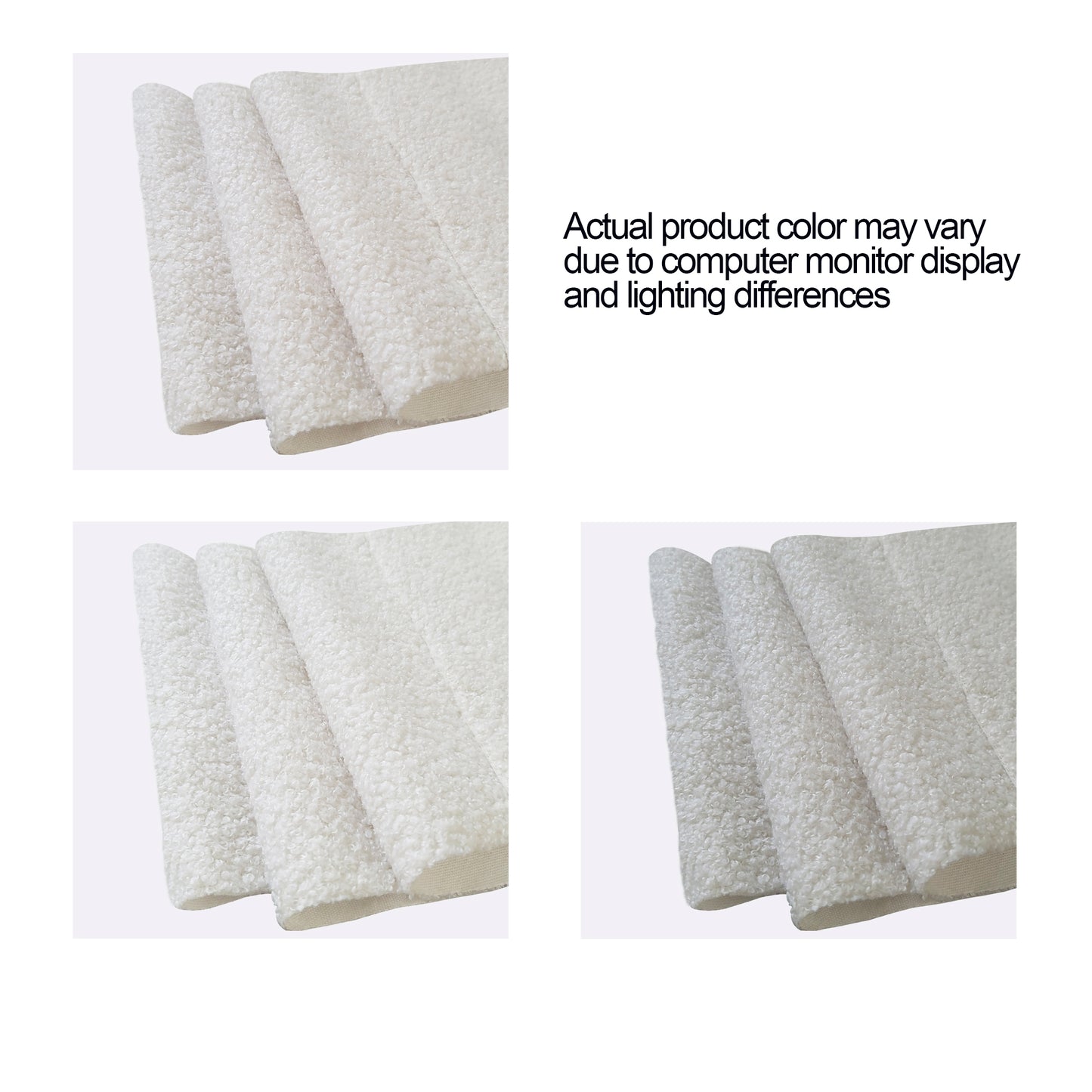 Closeup of plush cream sherpa fabric folded neatly