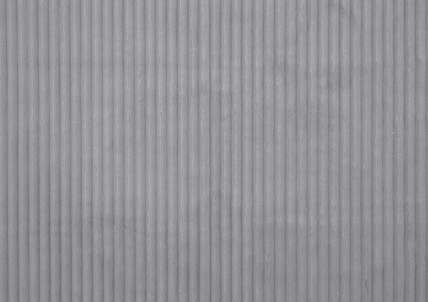 Soft grey corduroy fabric with raised vertical wales perfect for upholstery projects