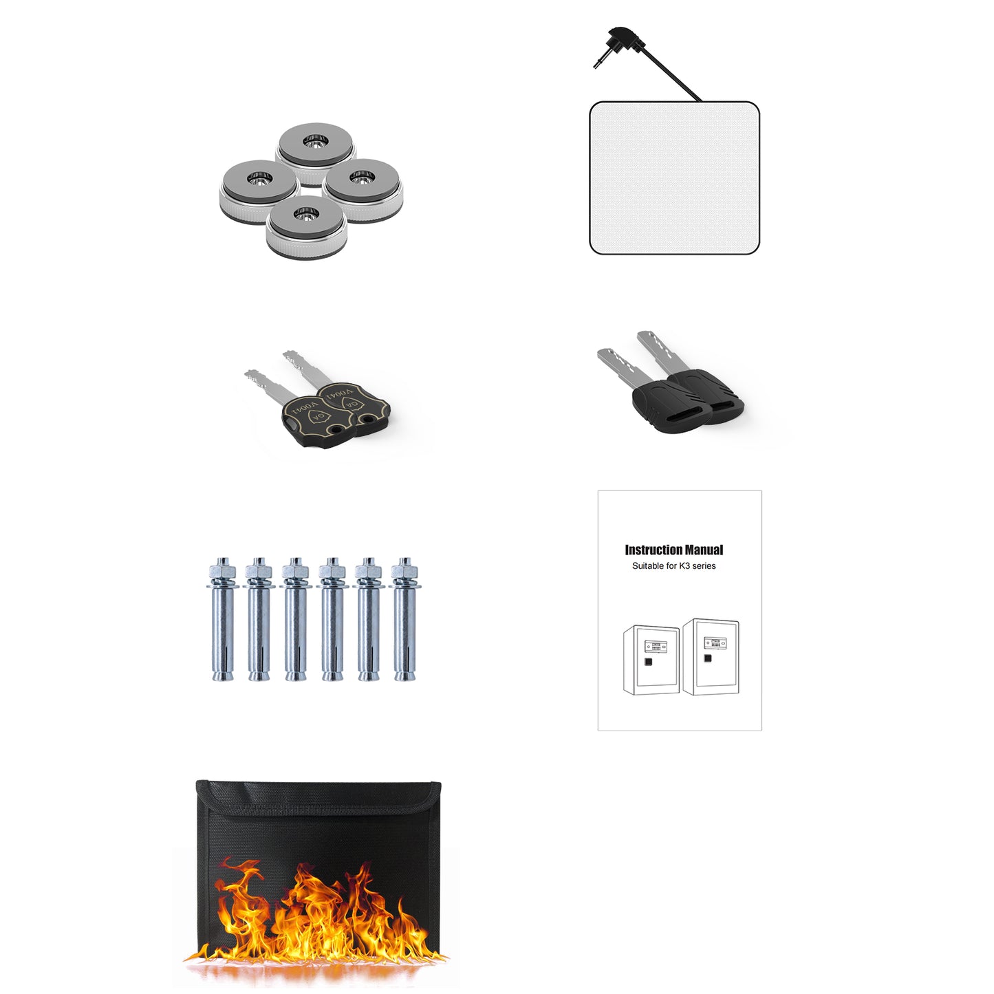Four silver leveling feet with rubber bases for furniture stability