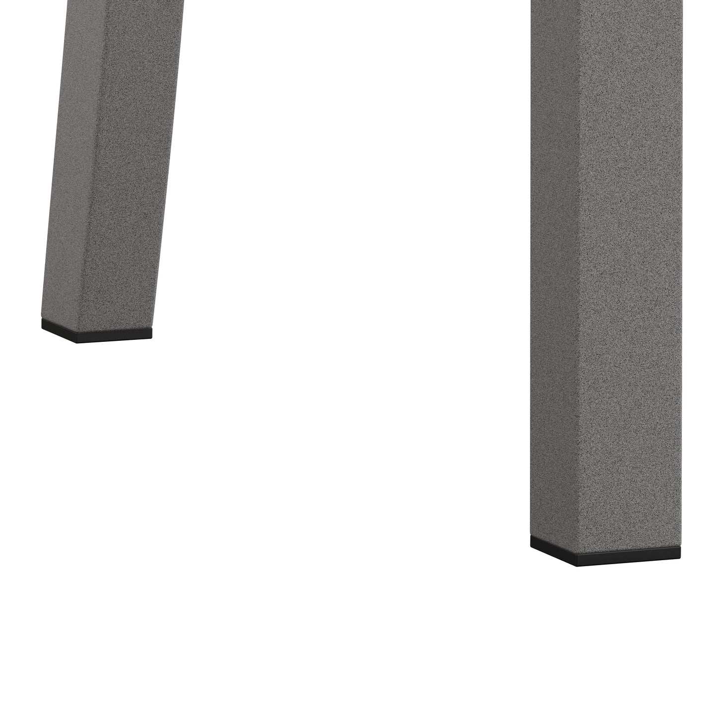 Textured gray metal table leg with black foot