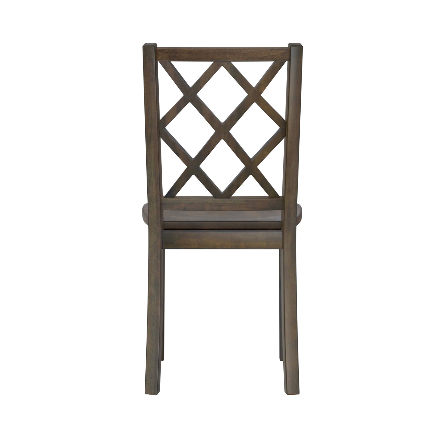 Dark grey wooden dining chair with crisscross back detail