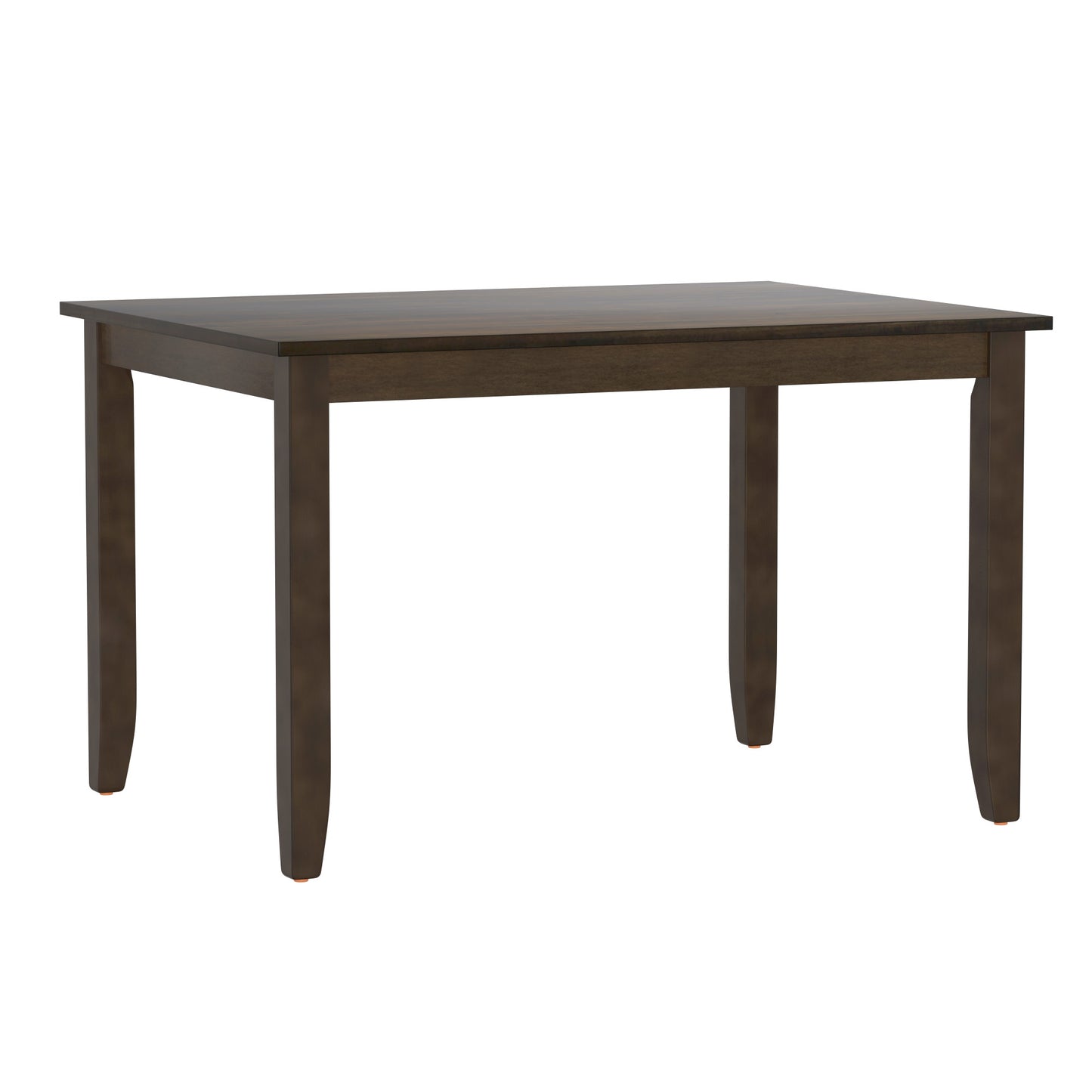 Dark wood dining table with tapered legs