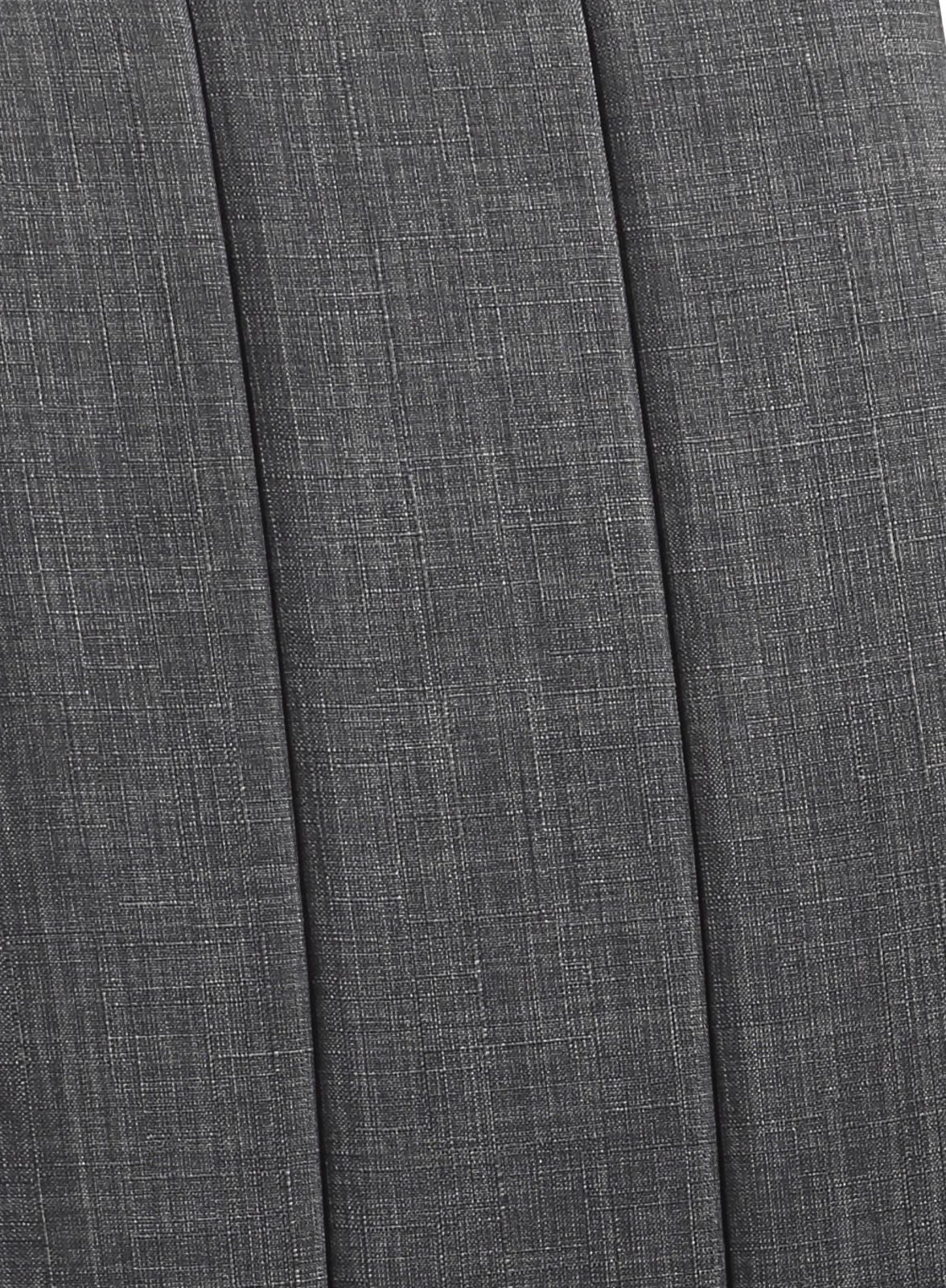 Closeup texture of dark gray linen fabric with subtle crosshatch pattern