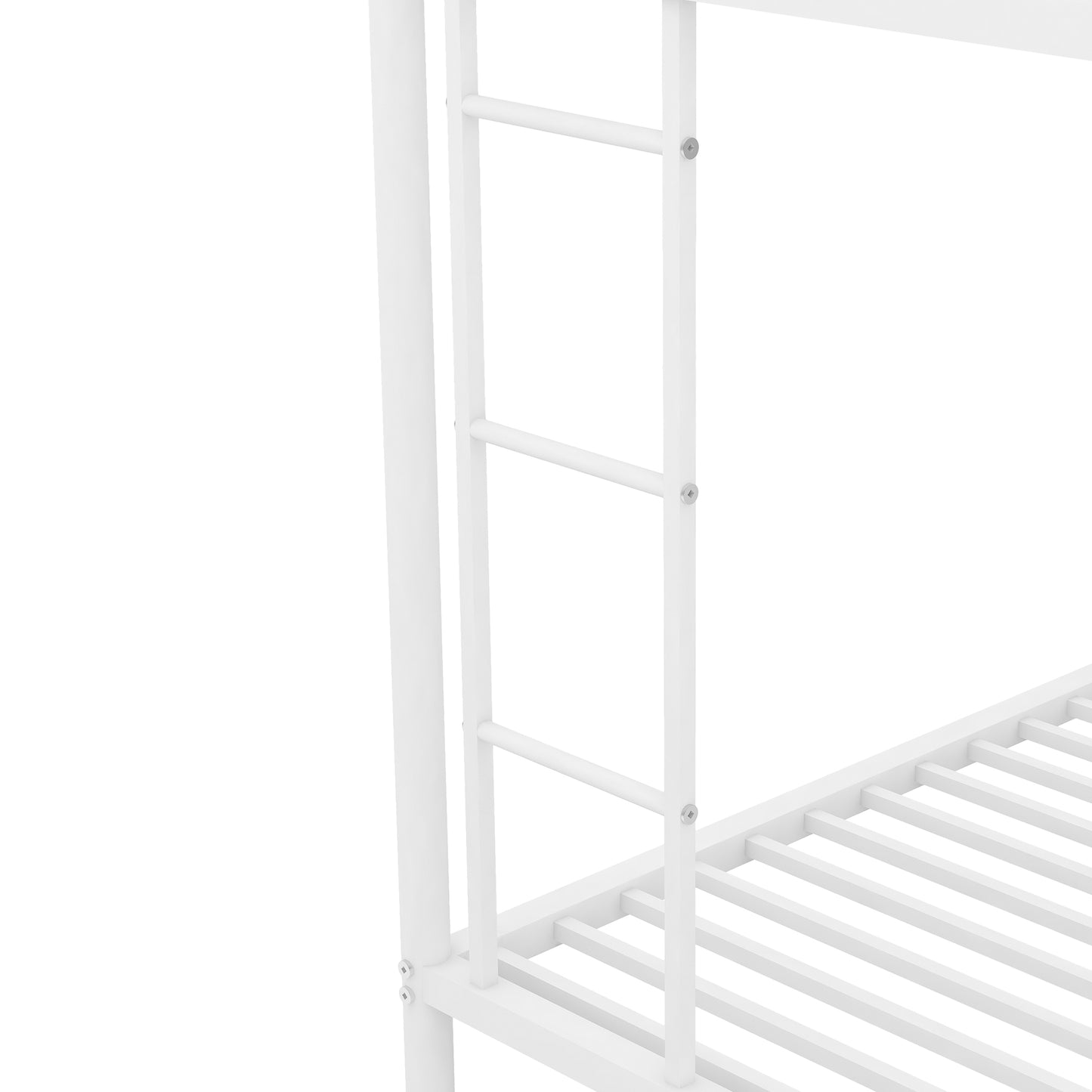 White metal bunk bed ladder detail