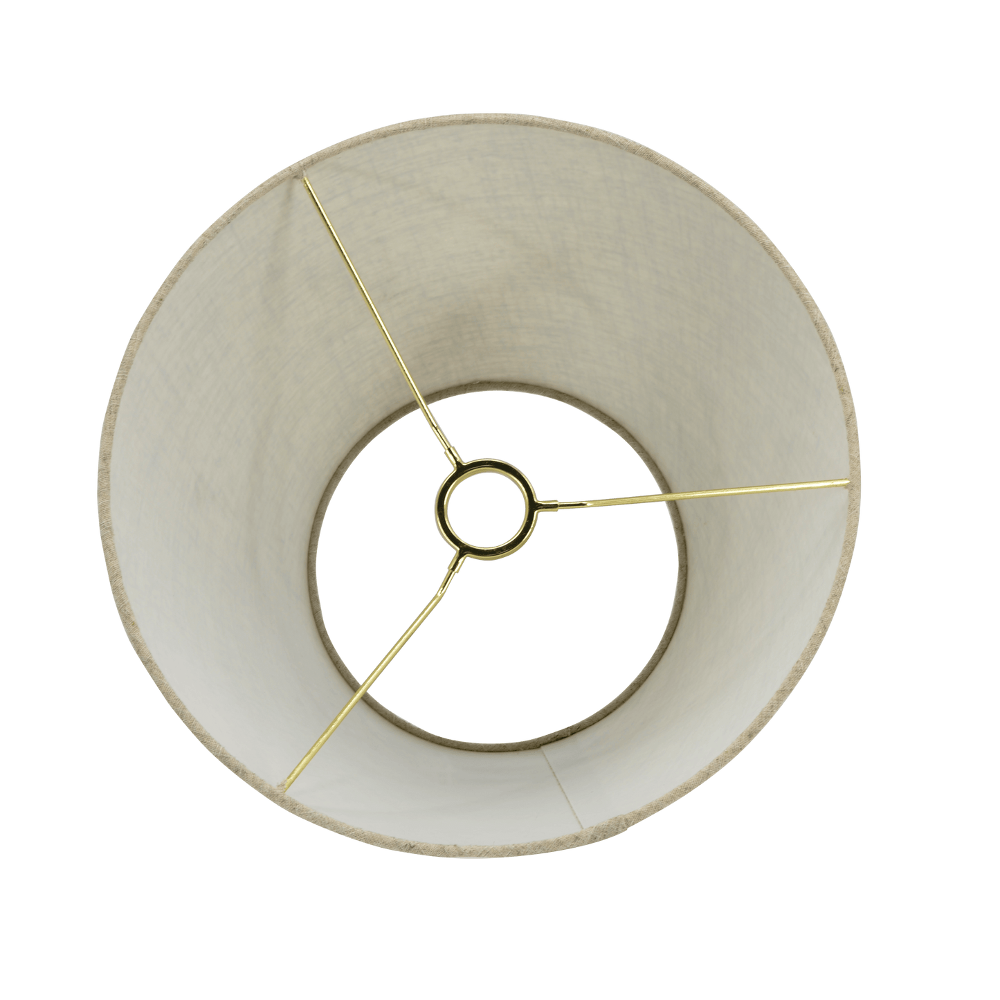Natural linen drum lampshade with gold spider fitter