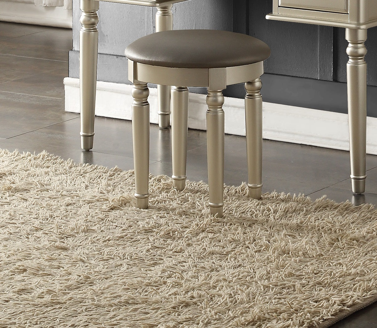 Shaggy beige rug with a textured pile adding warmth to a room