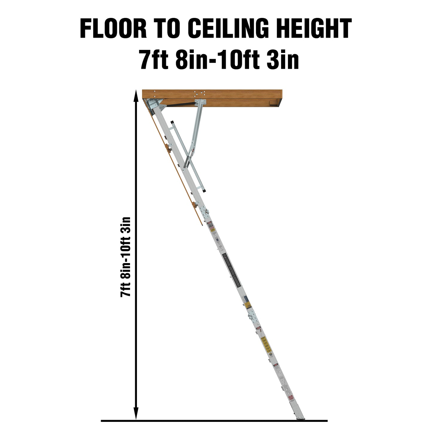 Retractable attic ladder for floor to ceiling heights from ft in to ft in