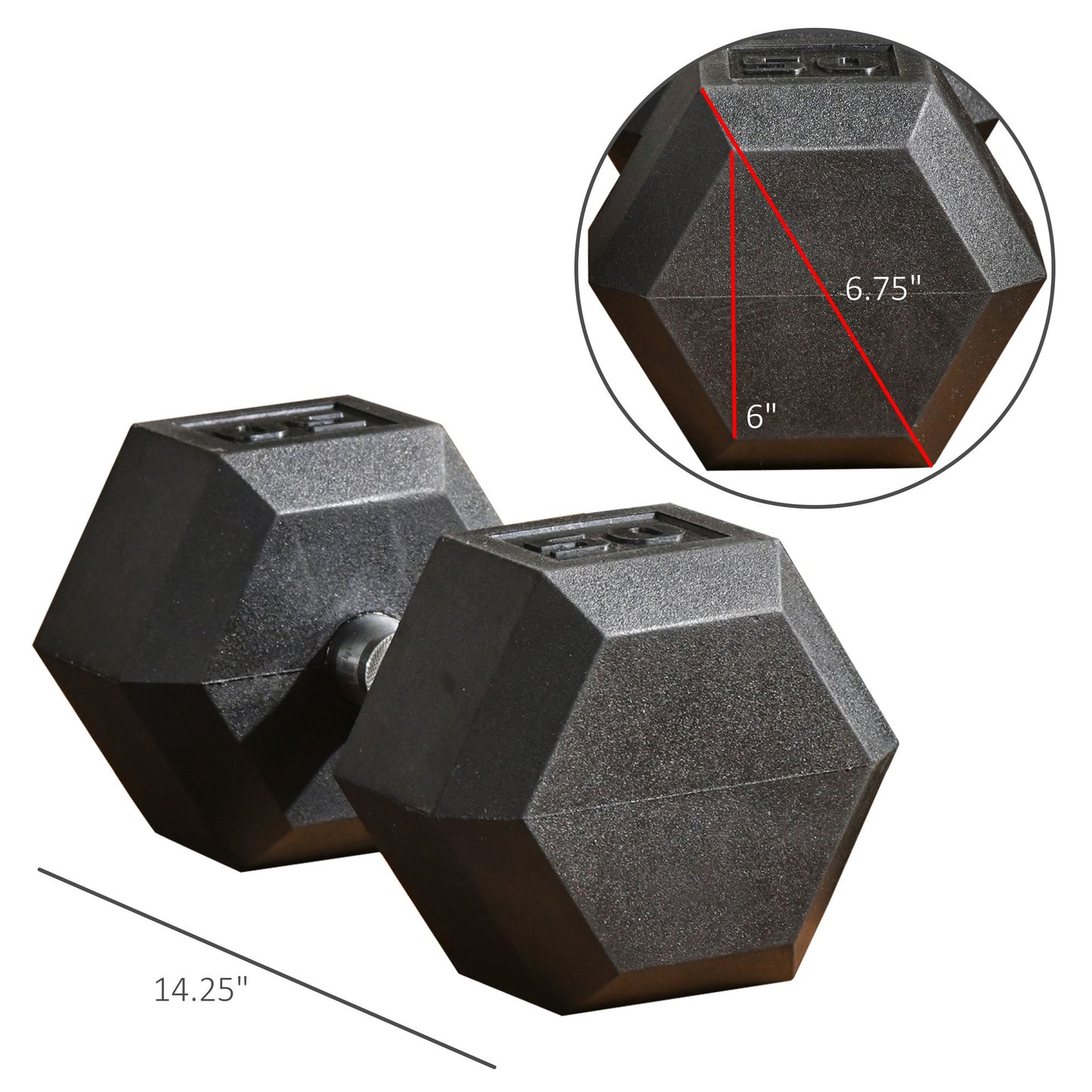 Two black cast iron dumbbells with lb weight marking designed for home gyms